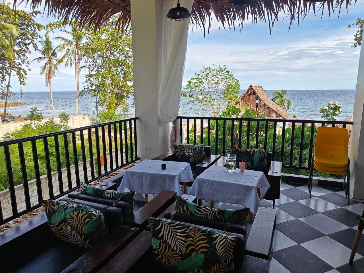 The beachfront terrace at G Boutique Resort, Santander, set for a corporate offsite over the sea