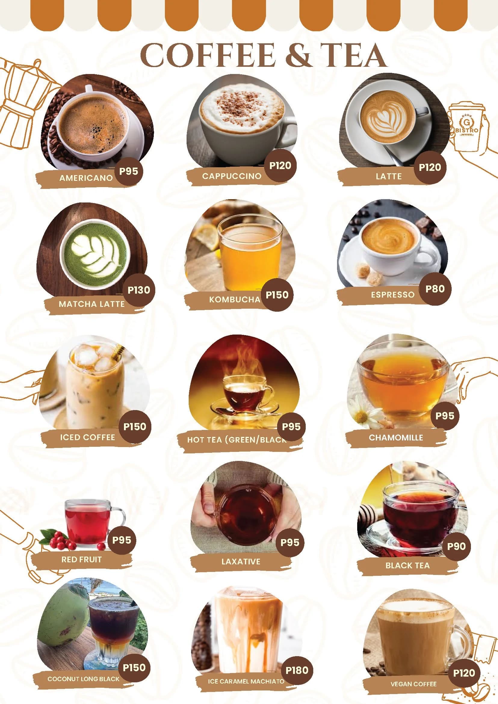 G Bistro menu, page 9
