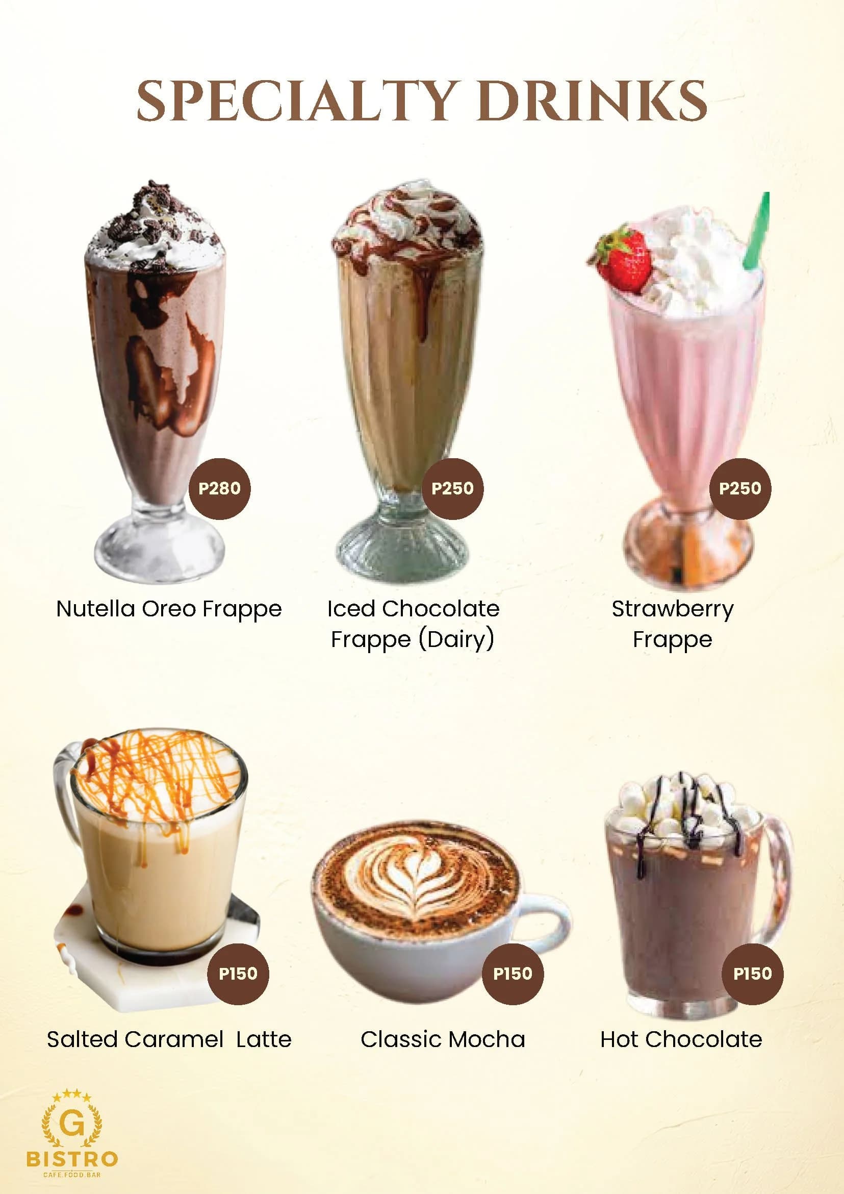 G Bistro menu, page 10