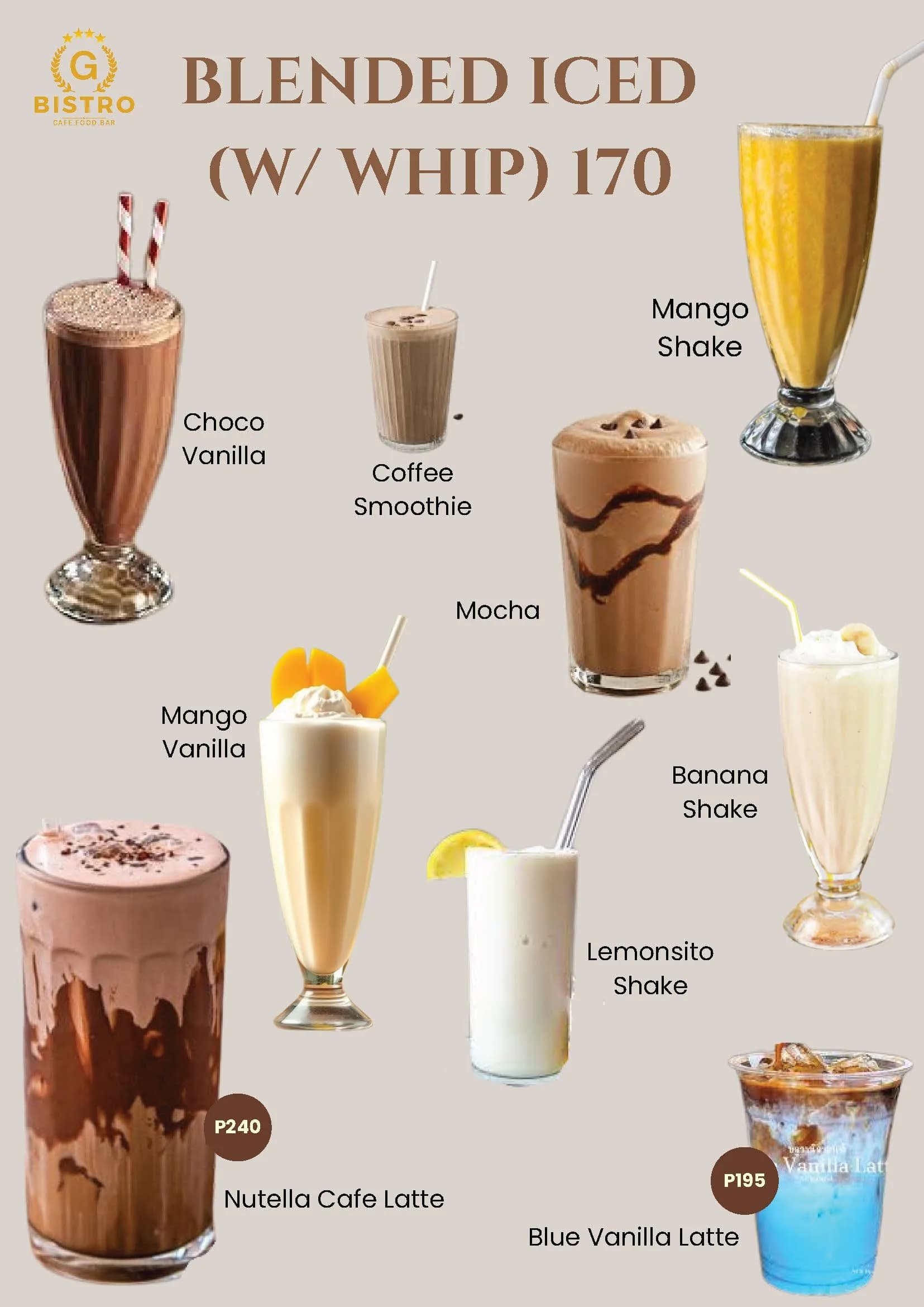 G Bistro menu, page 11