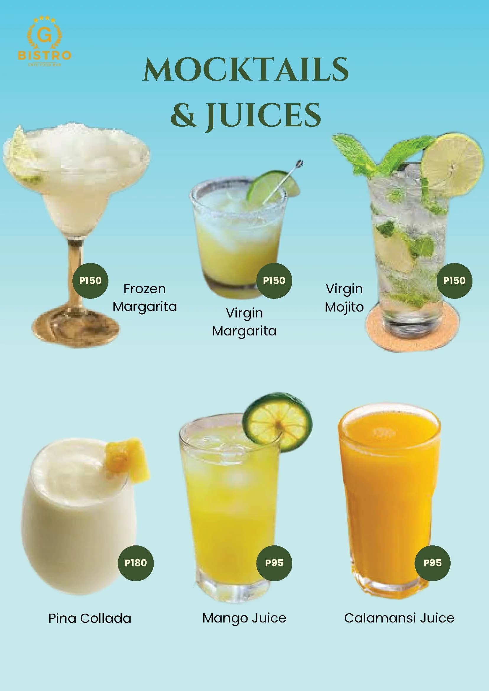 G Bistro menu, page 12