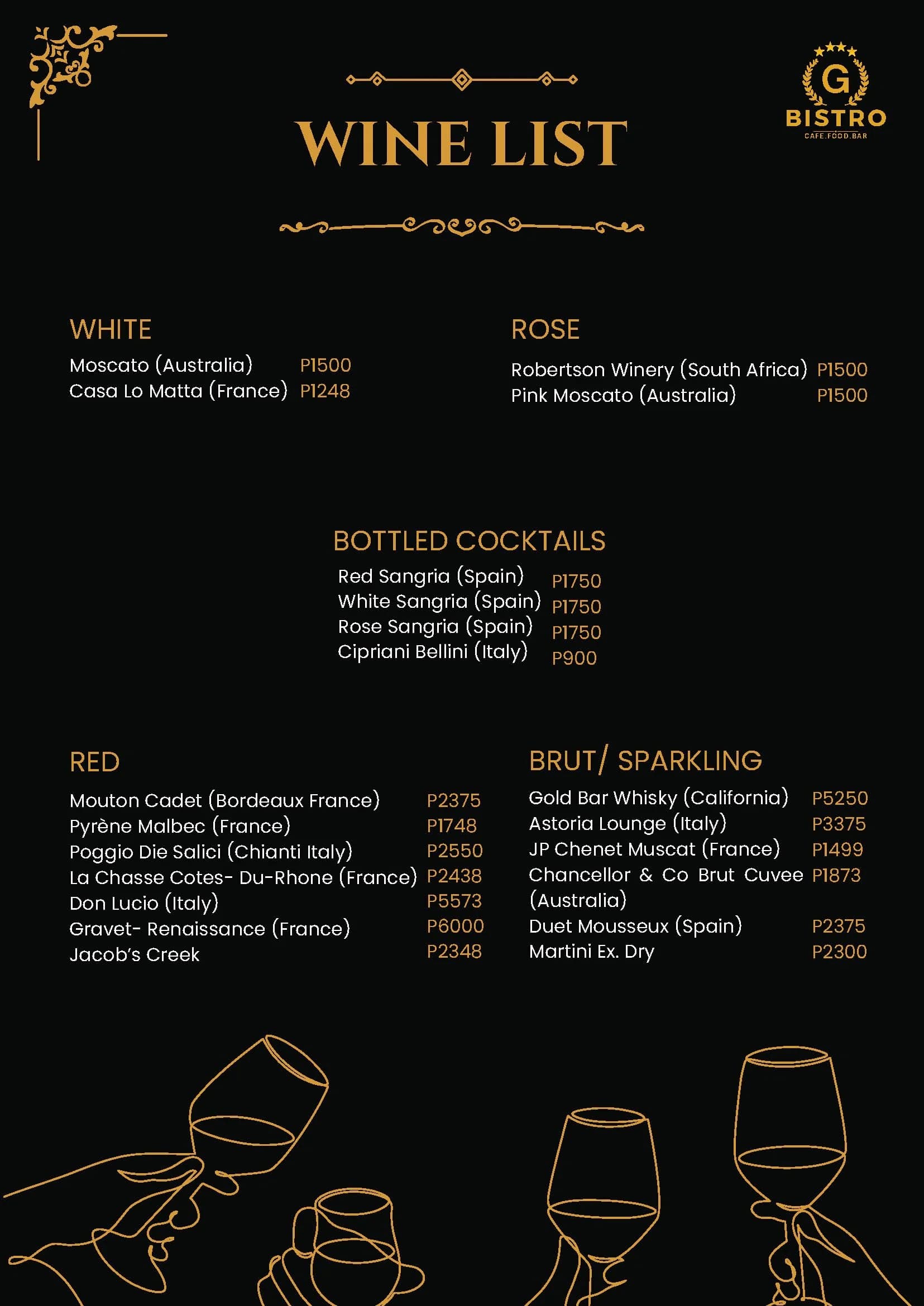 G Bistro menu, page 16