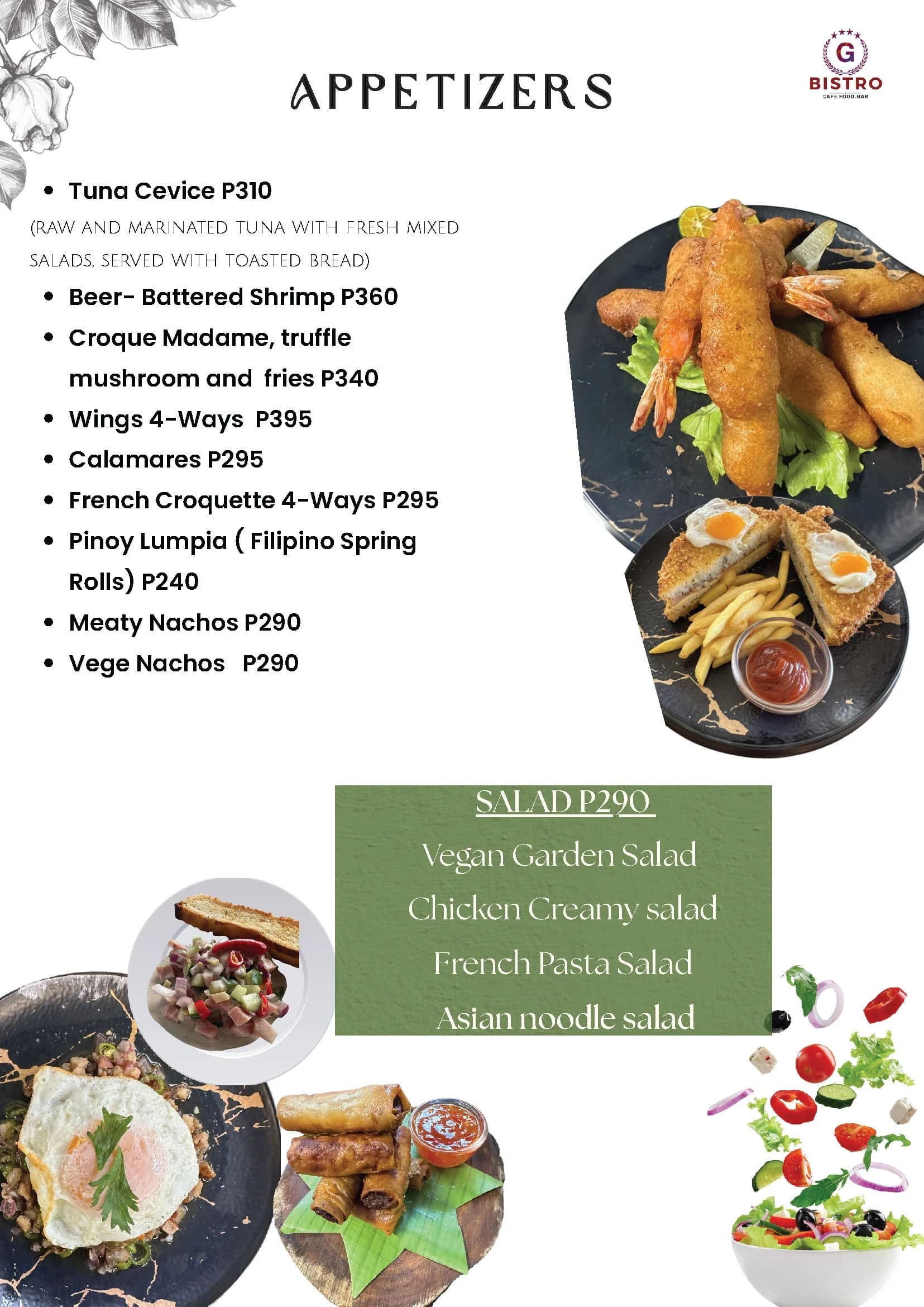 G Bistro menu, page 2