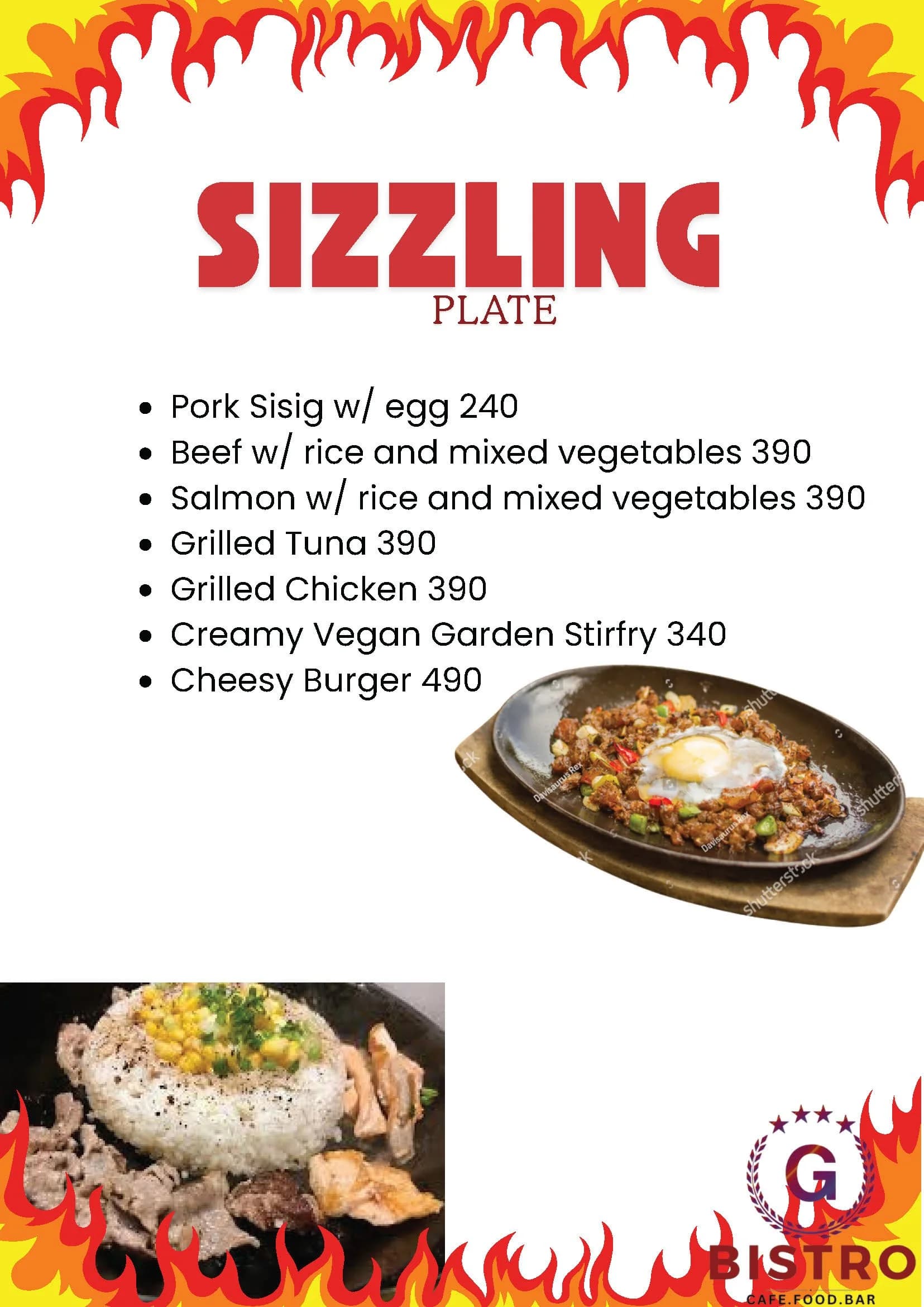 G Bistro menu, page 7