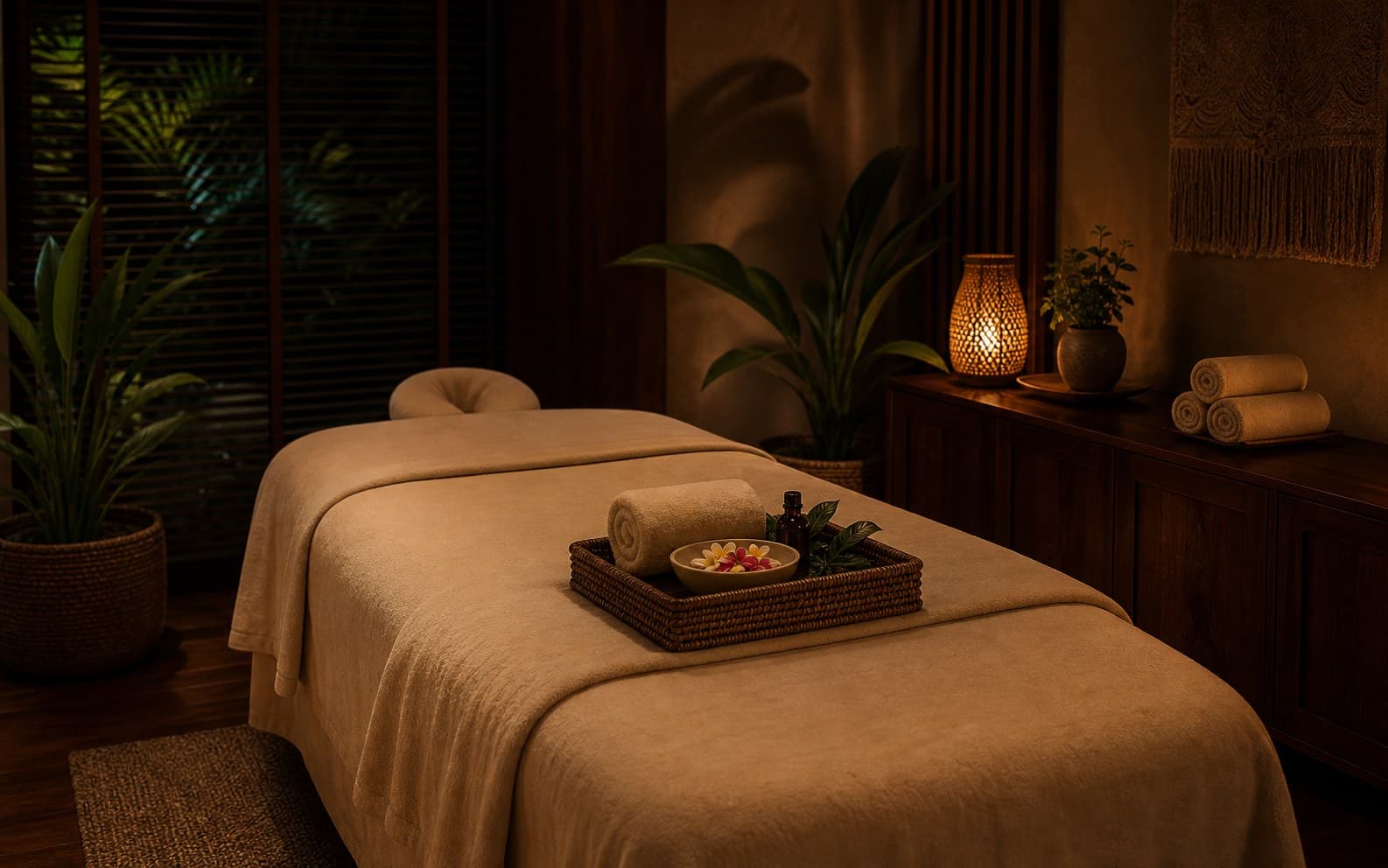 The dark spa room at G Boutique Resort